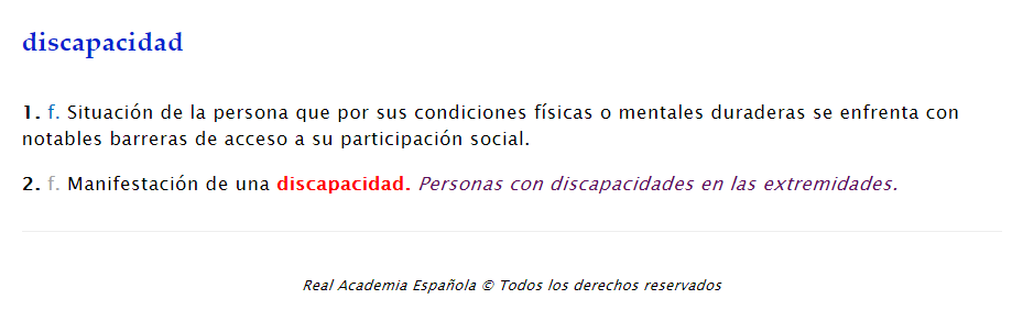 La RAE enmienda el término “discapacidad” en el diccionario